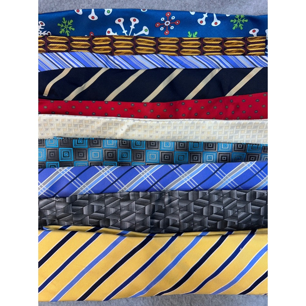 Mixed Patterns Lot of 10 Mens Multicolor Unbranded Neck Ties Silk Poly OS